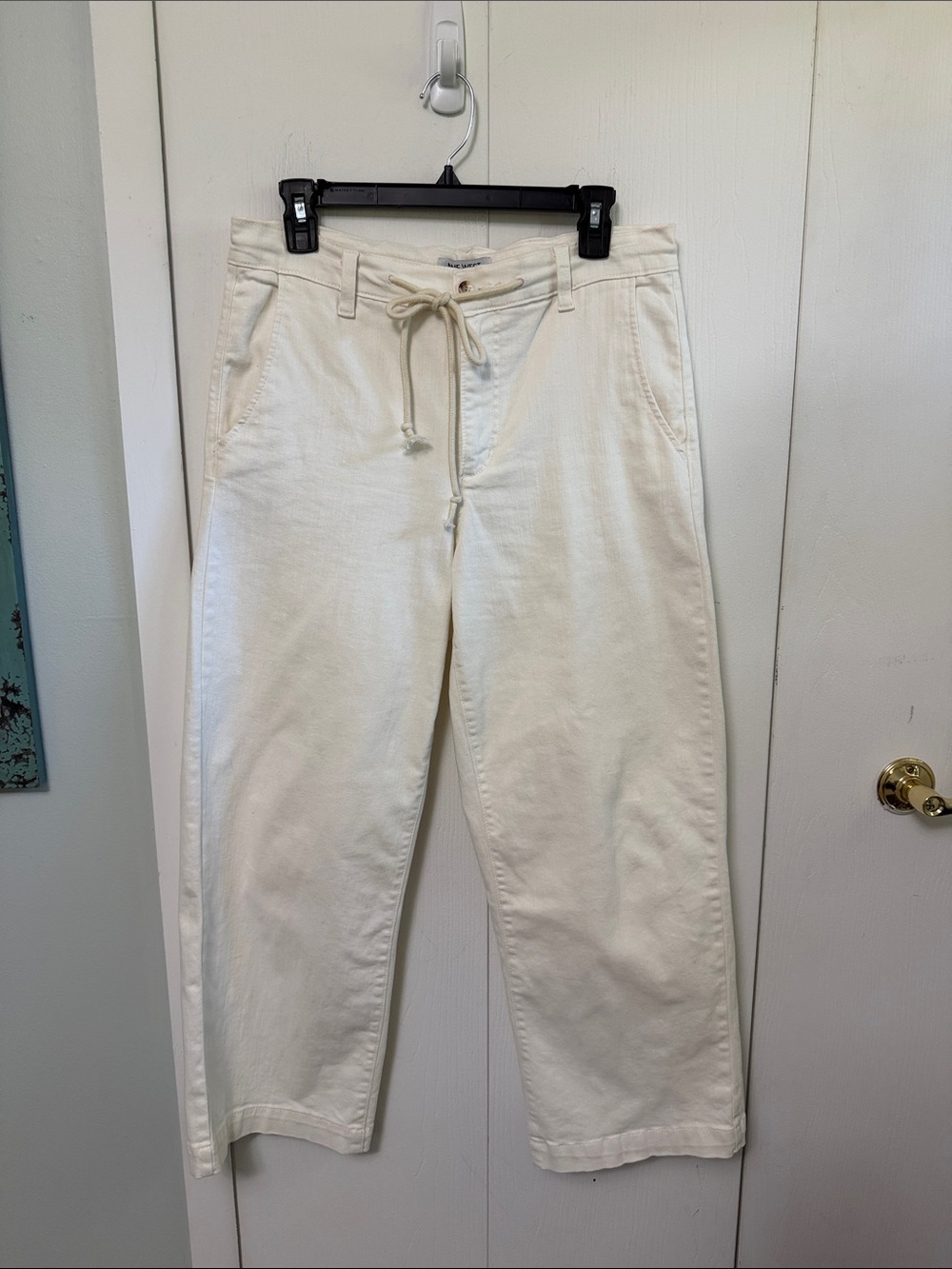 Nine West Cream High-Waist Wide-Leg Pants
